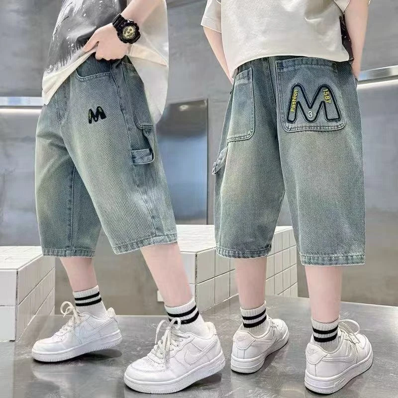 男童短裤夏季薄款2025新款七分裤中大童中裤儿童夏装轻薄牛仔裤