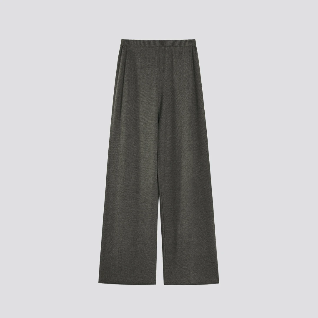 【懒人神裤】秋冬高腰显瘦百搭阔腿真丝羊毛裤23326101