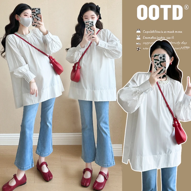 孕妇装秋装2025新款秋冬外穿时尚休闲上衣中长款洋气宽松娃娃衫女