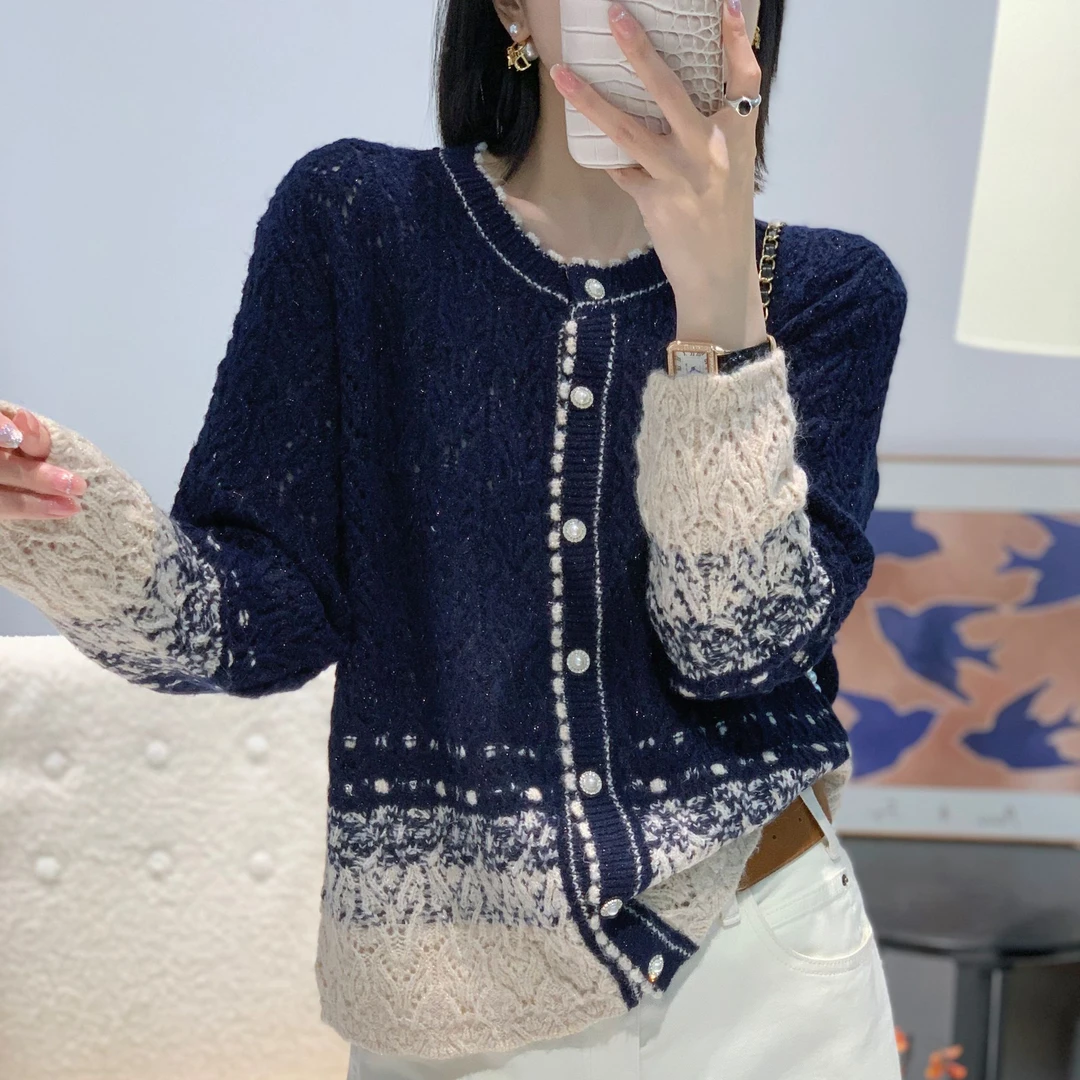 【例畔精选】韩版时尚气质圆领百搭洋气减龄针织开衫A865#