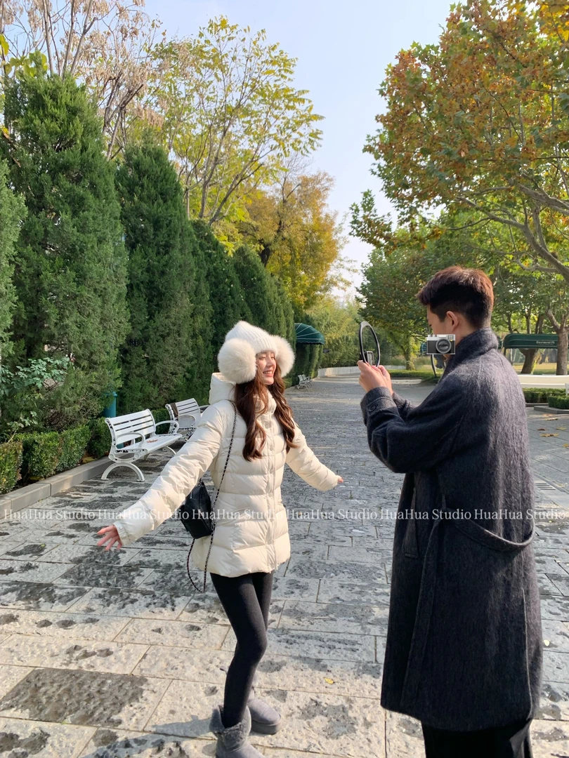 【花花】小蛮腰~韩版时尚百搭设计感宽松显瘦连帽羽绒服外套