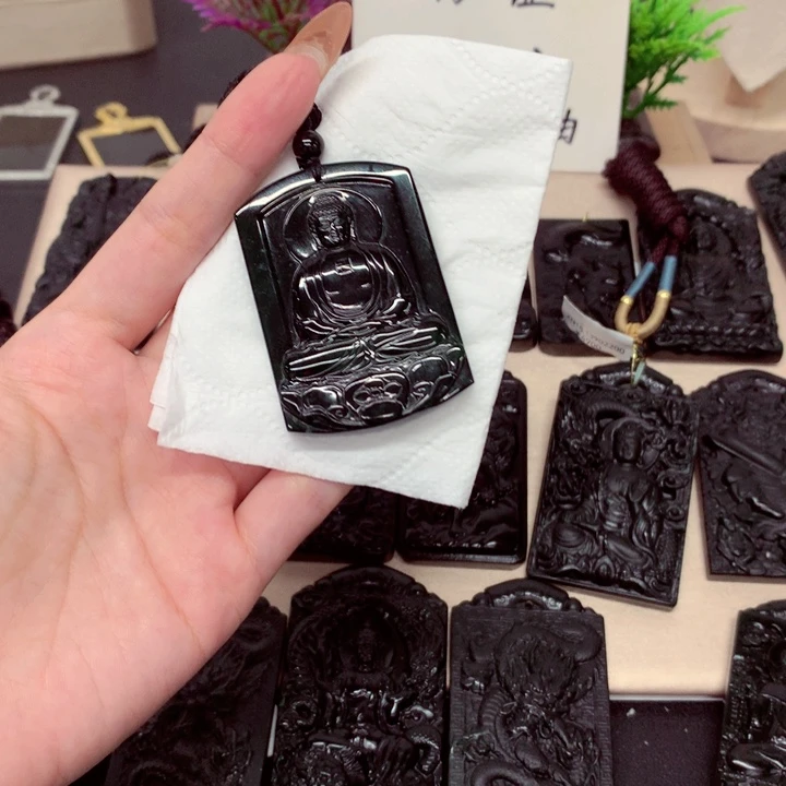 未镶嵌挂件翡翠天然a货钢琴黑挂件