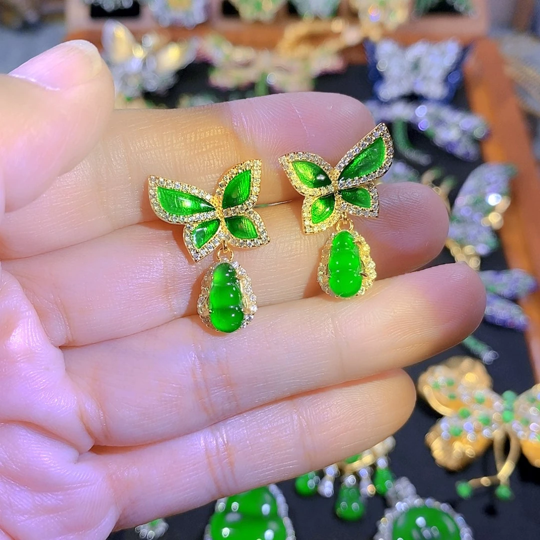 颈饰银S925镶嵌翡翠