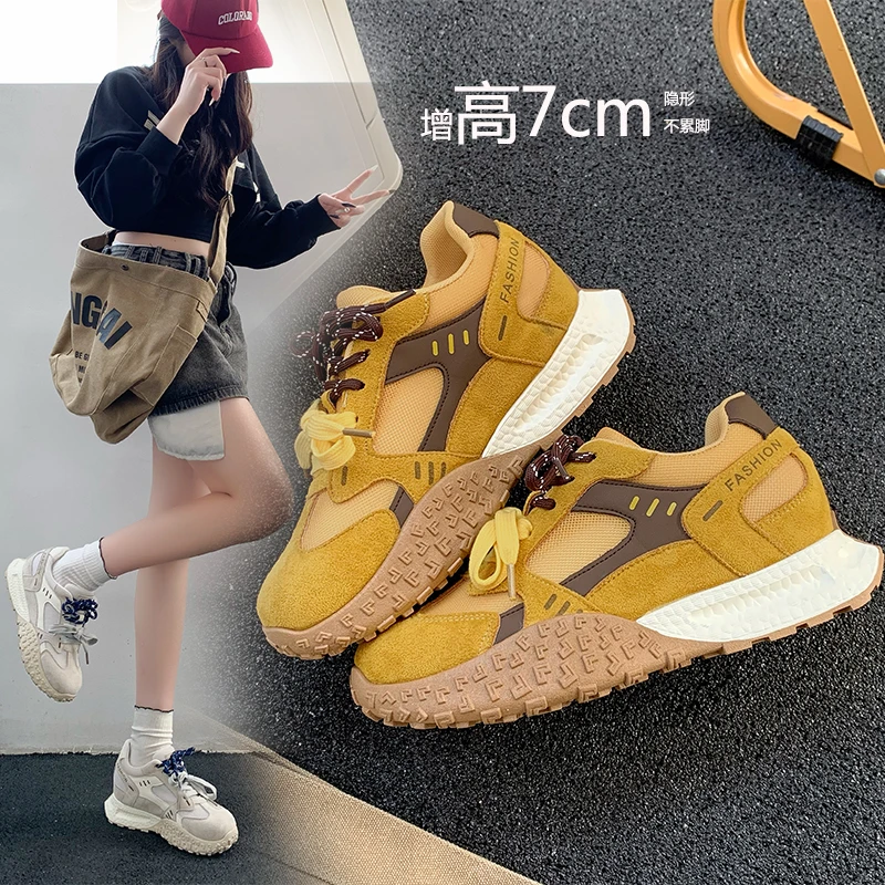 厚底德训女春夏季百搭透气内增高鞋子女款爆款经典德训新版德训鞋