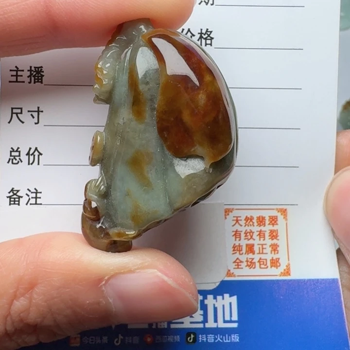 翡翠未镶嵌颈饰呱呱来财