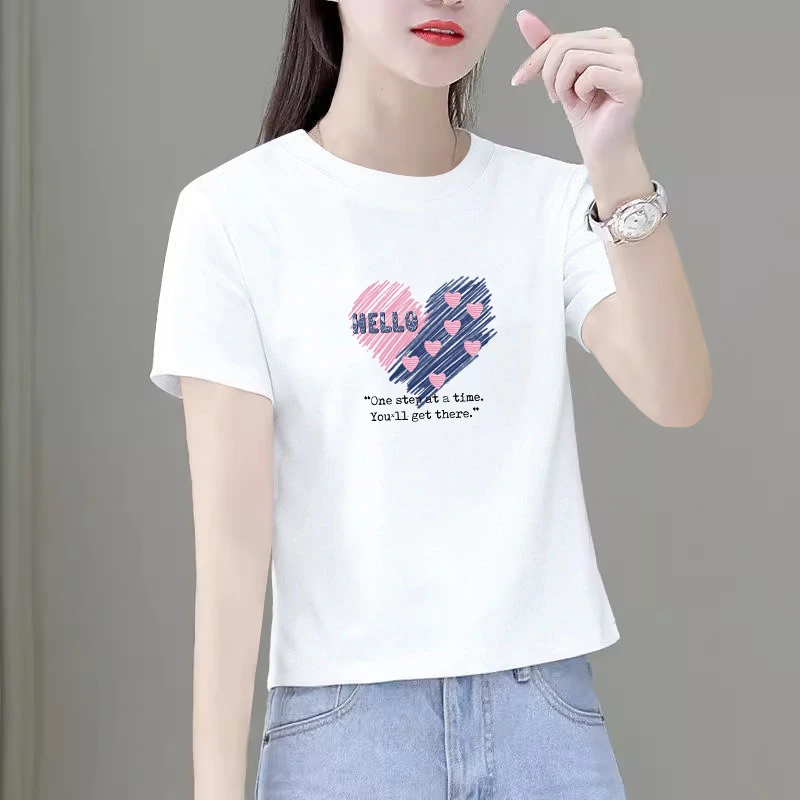 夏季新款短袖t恤女宽松小个子短款洋气休闲百搭显瘦女士半袖上衣