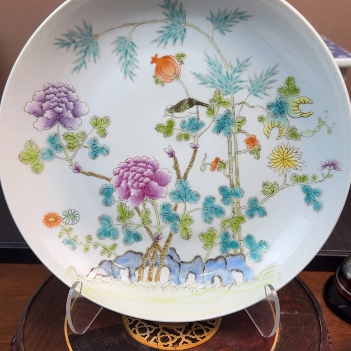 陶瓷粉彩花鸟纹饰赏盘