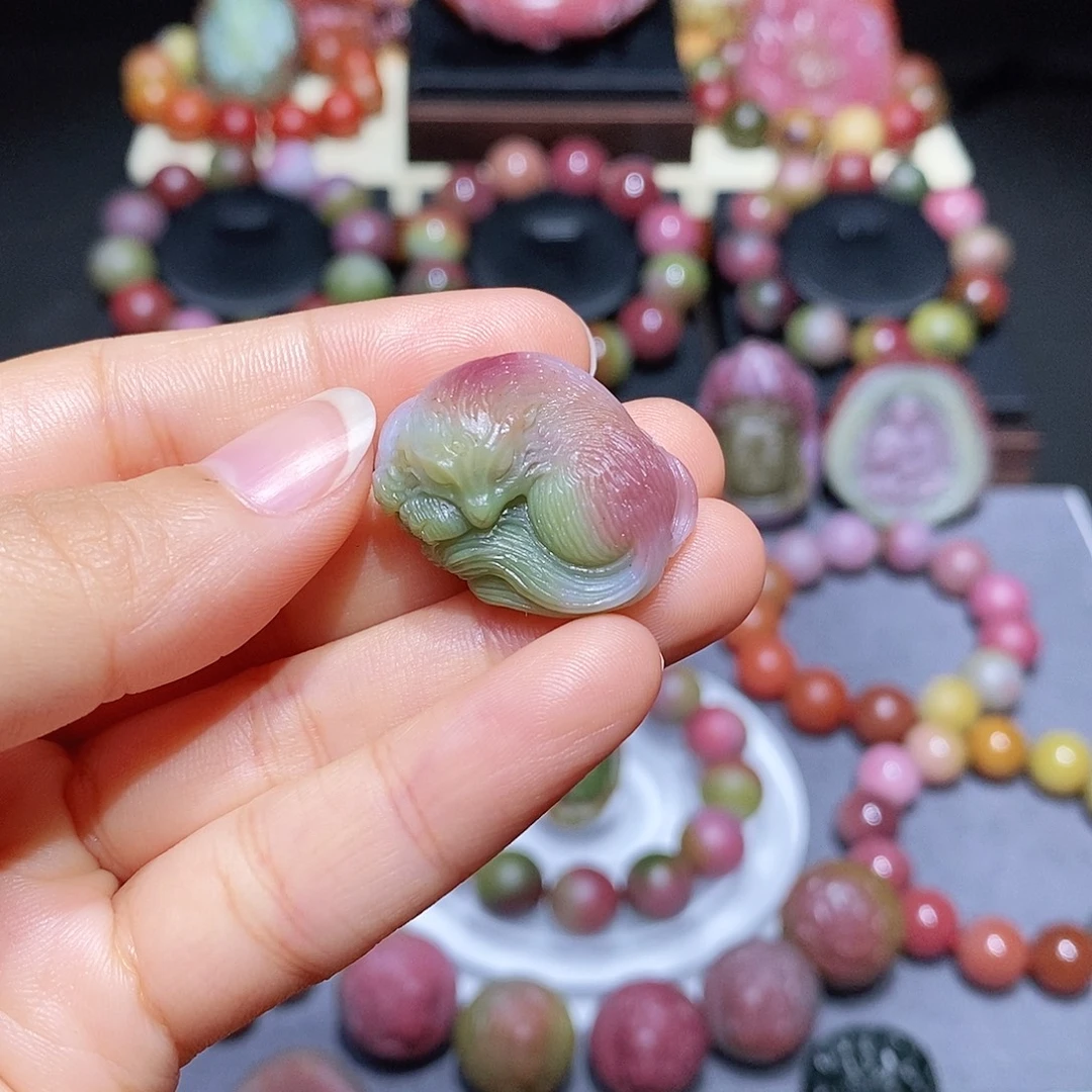 玛瑙/玉髓未镶嵌盐源玛瑙大师工西瓜炫彩凤九