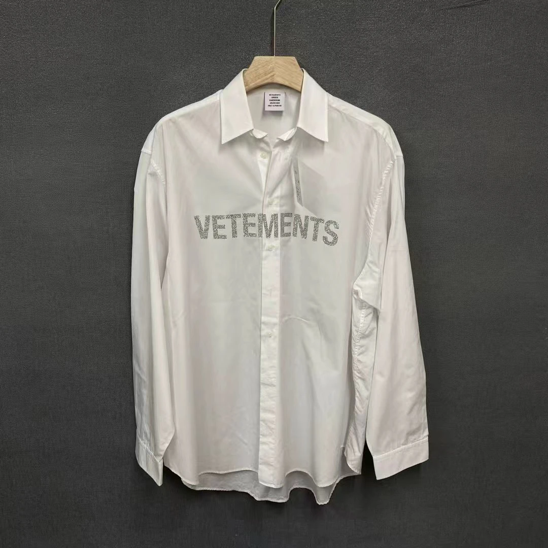 全新未使用  Vetements闪粉logo白色衬衫xs码