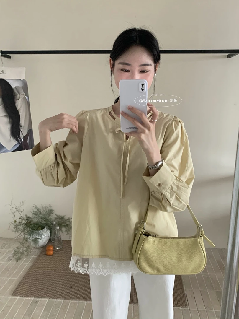想象@1810 韩系百搭减龄温柔气质设计感小衫 6-5