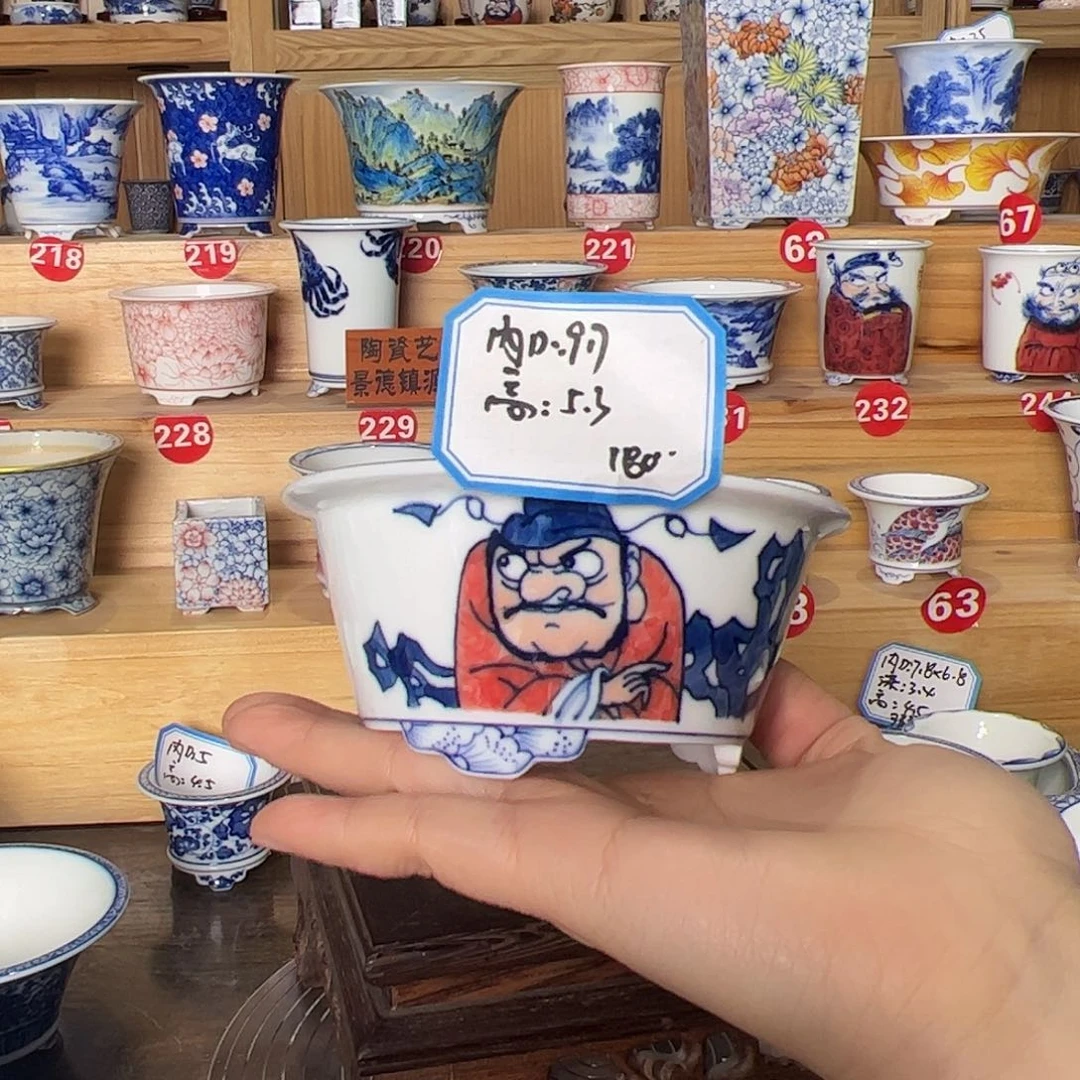 墨奈手绘陶瓷花盆