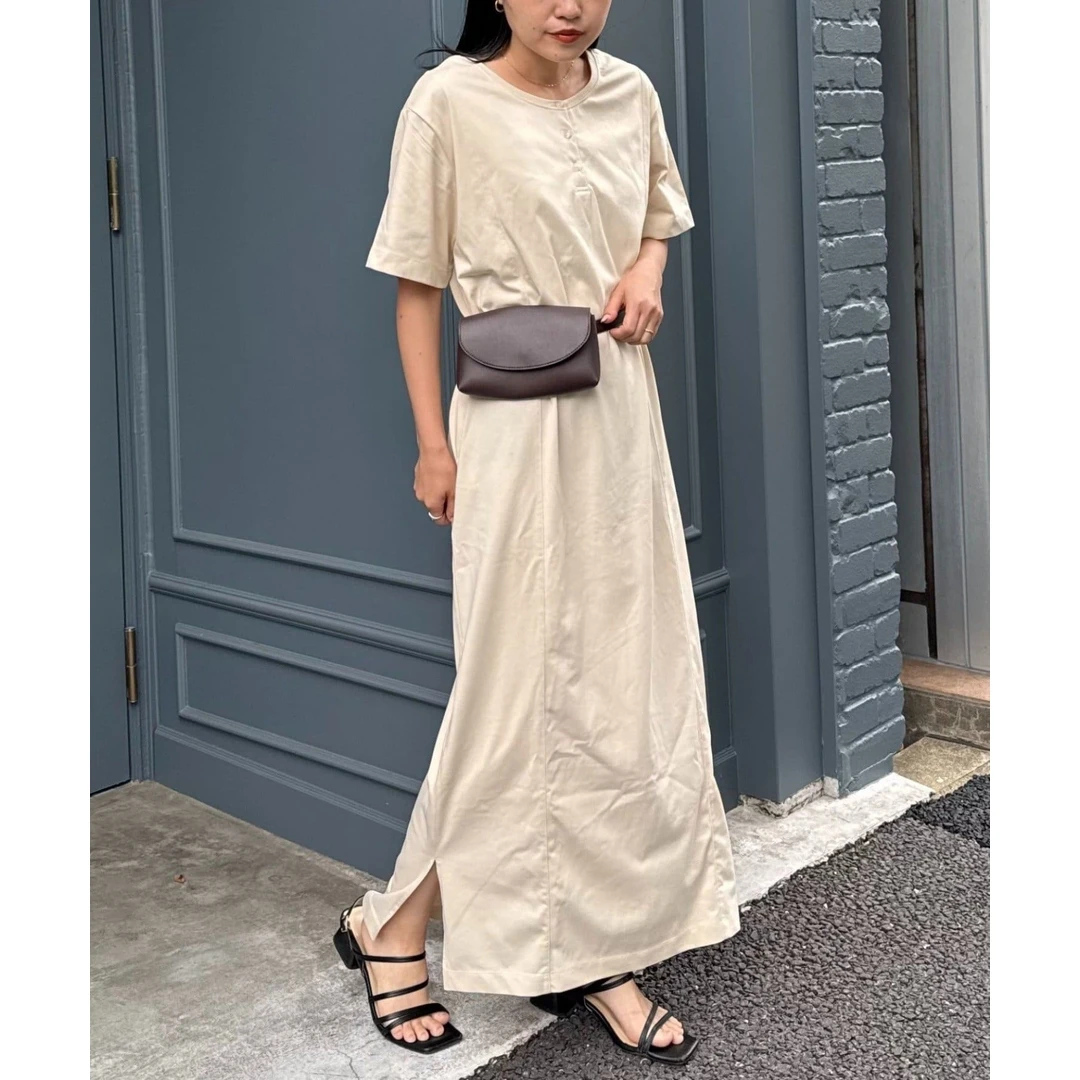 【表姐家】夏季新款 C 洋气时尚棉质亨利领冰感简约纯色连衣裙