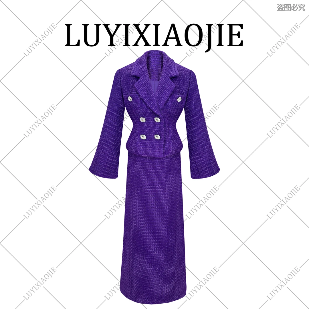 LYXJ【香颂紫藤】秋冬法式复古高腰气质粗花气质羽绒服显瘦11620