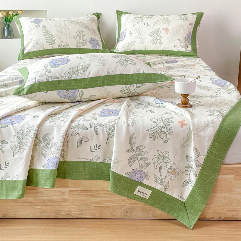 A类Ins紫色玫瑰老粗布床单单件纯棉100%全棉2025新款四季通用被单