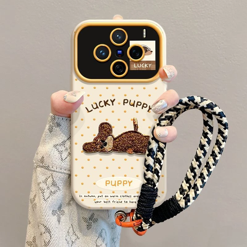 适用幸运刺绣狗vivox300手机壳硅胶全包VIVOx200pro情侣款x100小