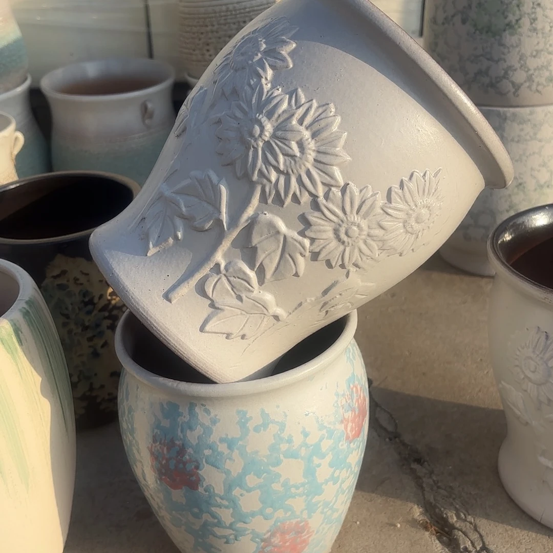 紫砂花盆口16-19高21-22两个组合