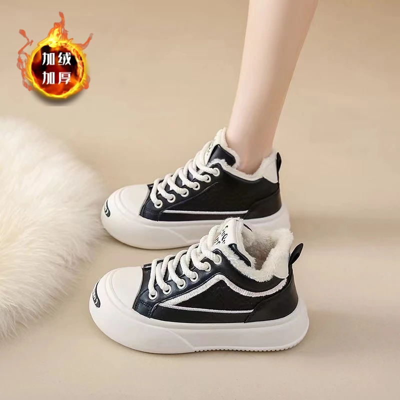 秋冬新款加棉女生韩版加绒高帮板鞋K1706
