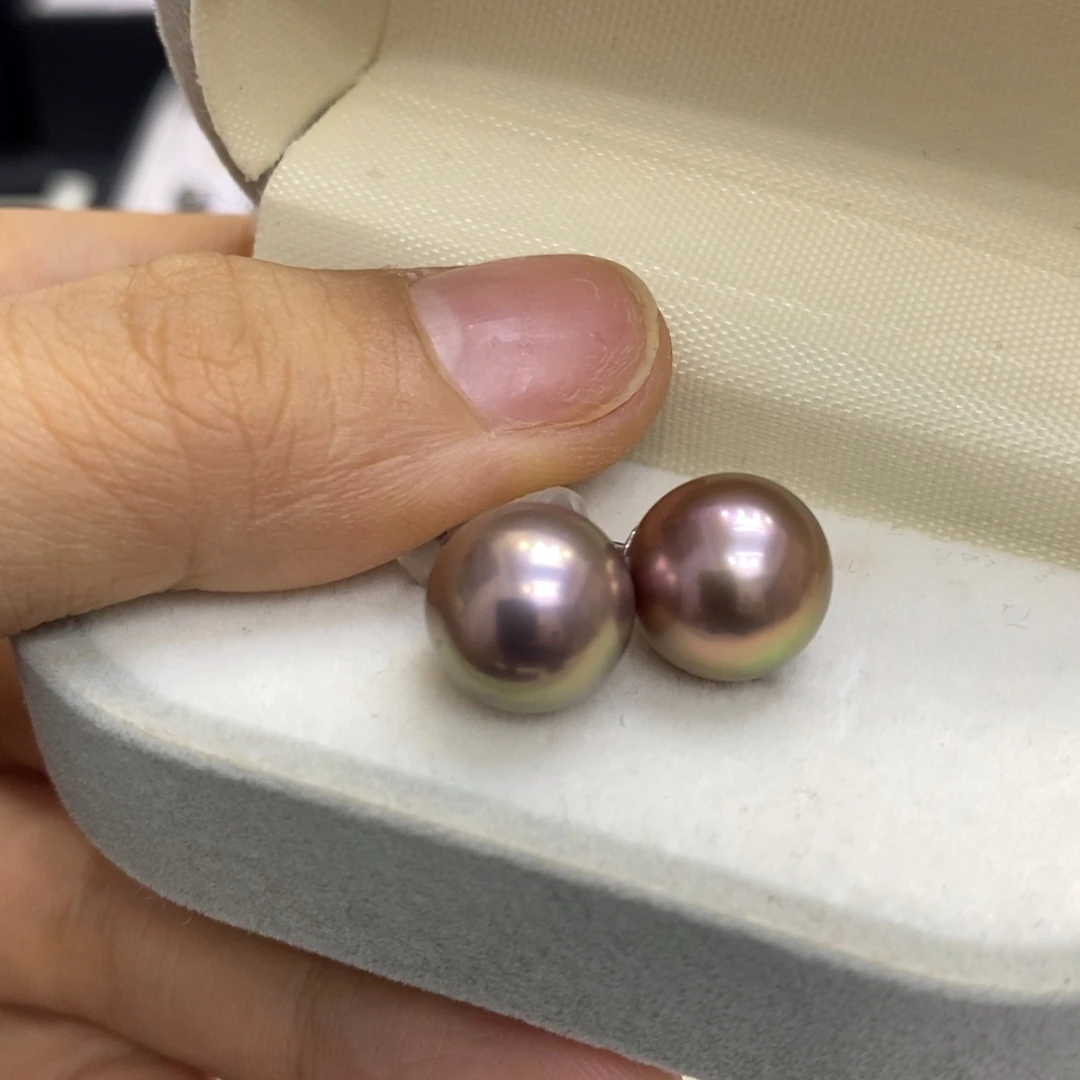 耳饰银S925镶嵌淡水珍珠10-11