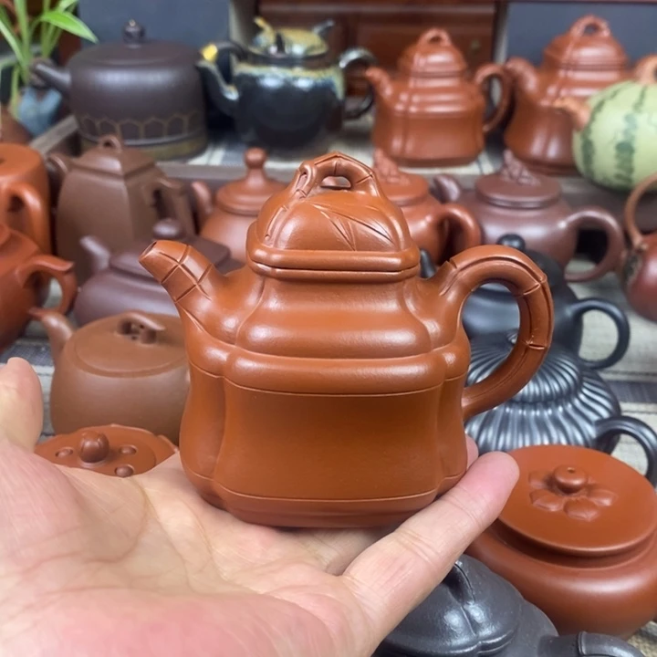 紫砂茶壶四方竹鼎150-200-260-350cc原矿赵庄朱泥特价