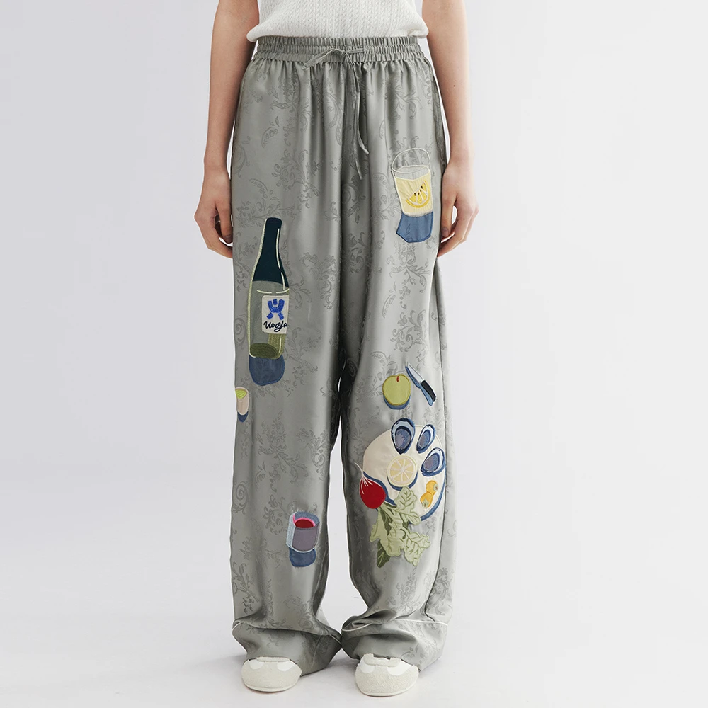 UOOYAA/乌丫2025秋季新款「爱与食物」生蚝和酒长裤4187