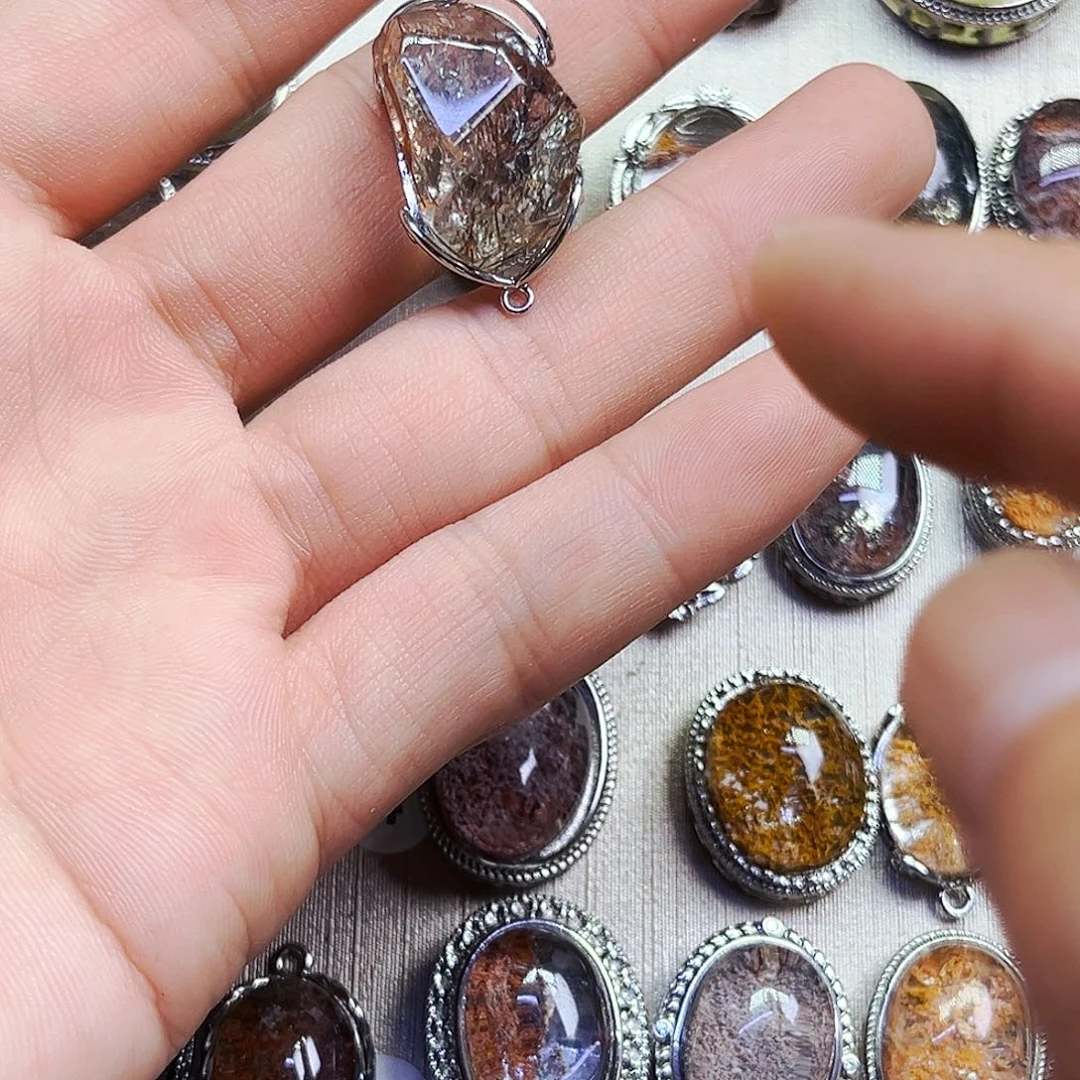 紫晶颈饰银S800镀金镶嵌暴***克