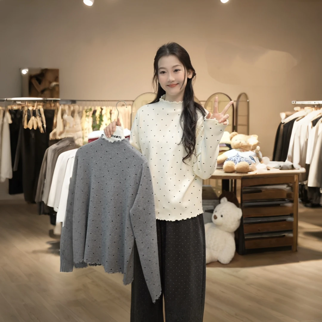【闵笑一】波点漫想 25早秋新款百搭显瘦上衣潮牌女装针织毛衣女