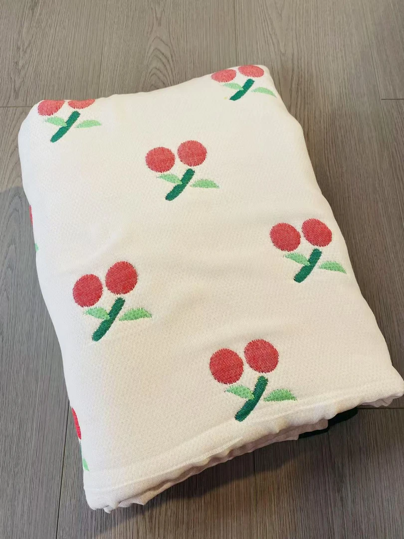 【甜甜樱桃】纱布毯120*150面包被加厚柔软卧室多功能毯子