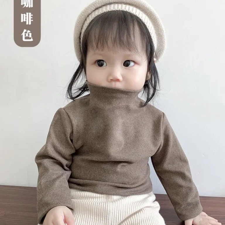 儿童德绒阳离子保暖卫衣男女童保暖上衣小孩纯色保暖衣童装衣服潮