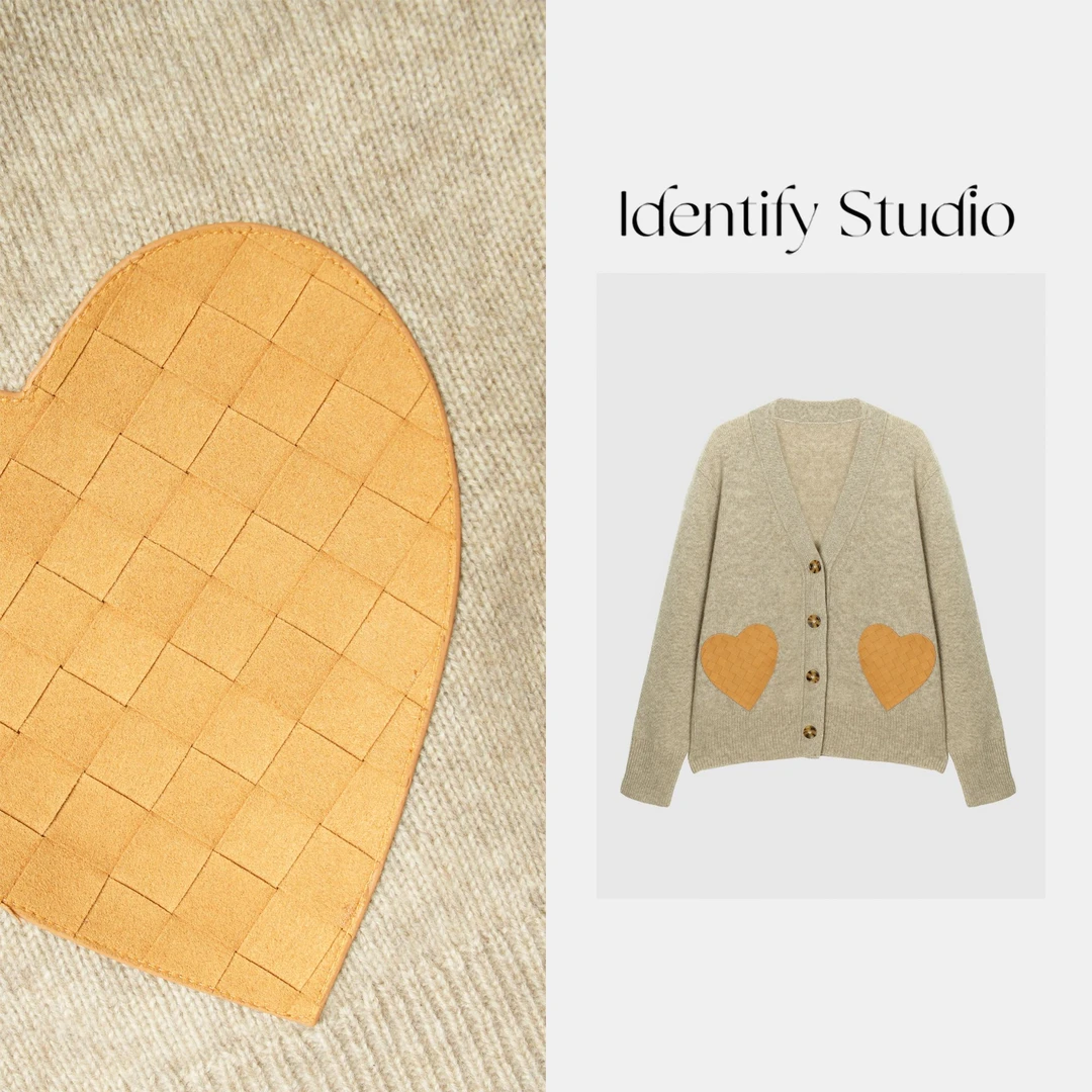 IDENTIFY秋季新款时尚心型皮饰开衫外套上衣25AWTY0916044