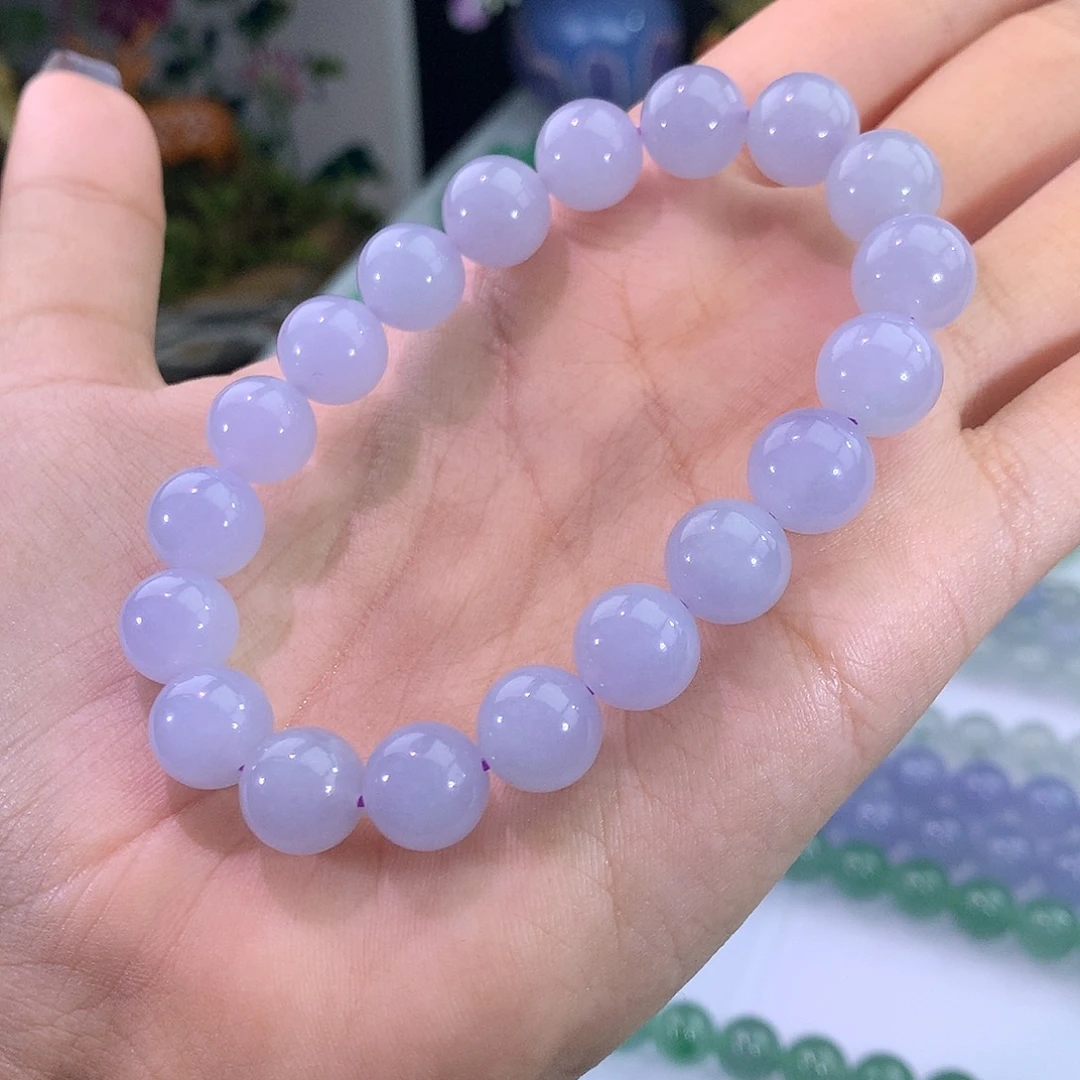 翡翠未镶嵌手链紫罗兰手串