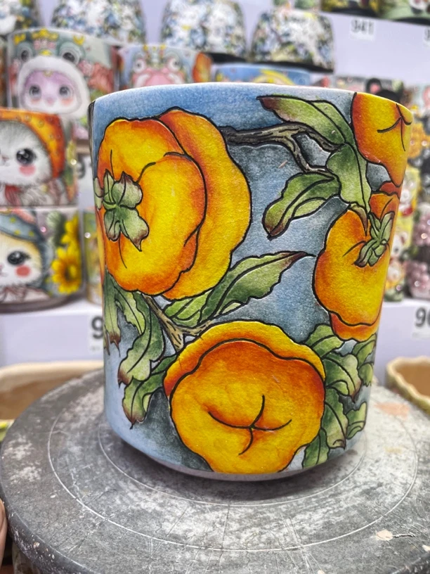 复古柿子花盆,花器