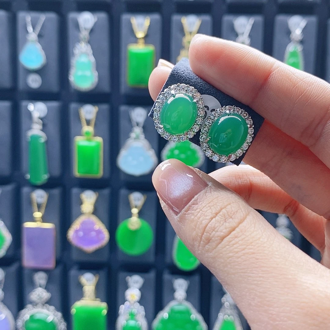 玛瑙/玉髓银S925镀金镶嵌耳钉163