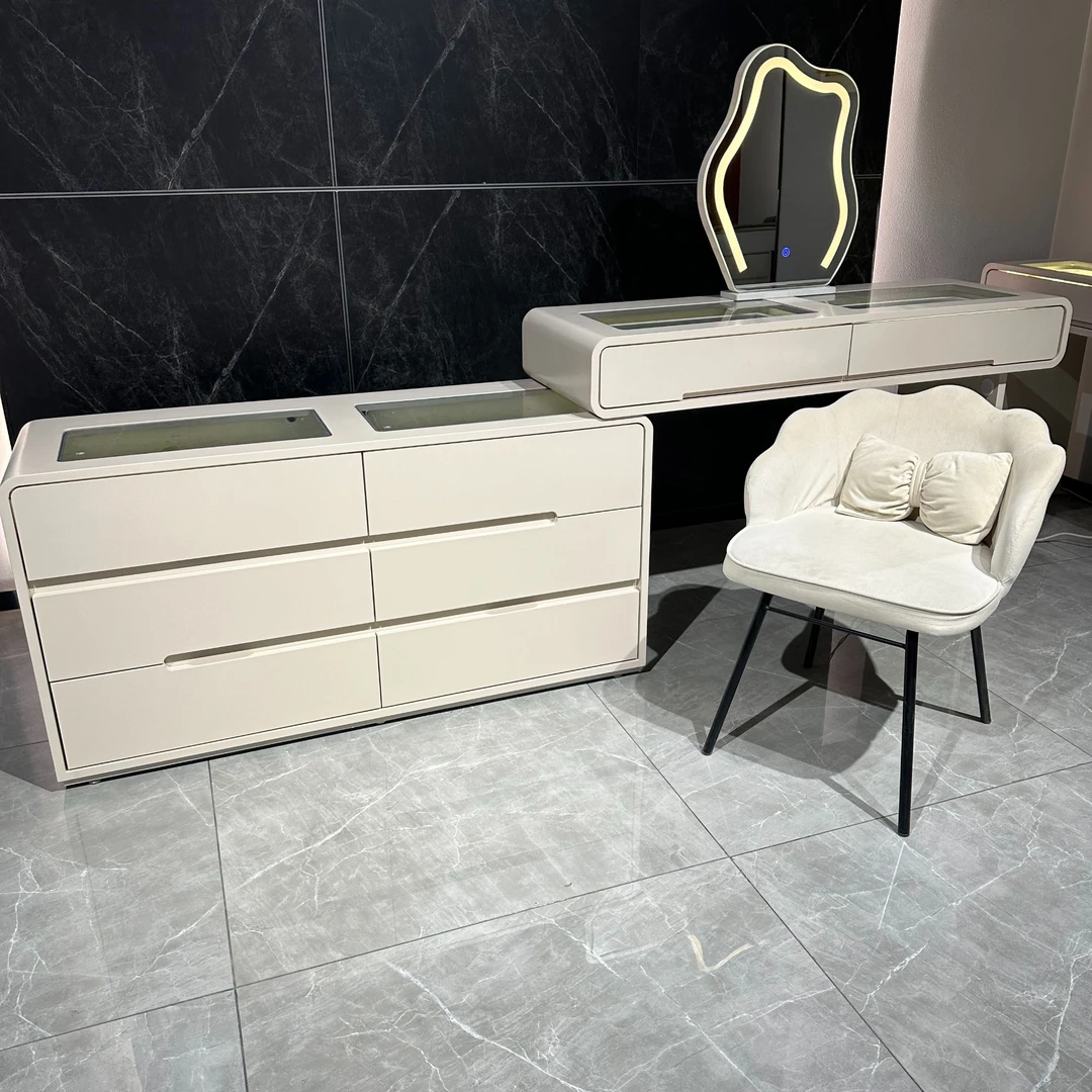 梳妆台斗柜一体意式极简烤漆化妆台卧室