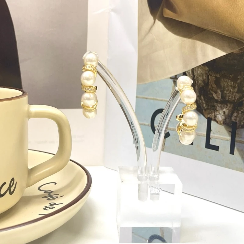 非金属仿珍珠耳饰 925银针时尚精致气质百搭贝珠满镶嵌-58