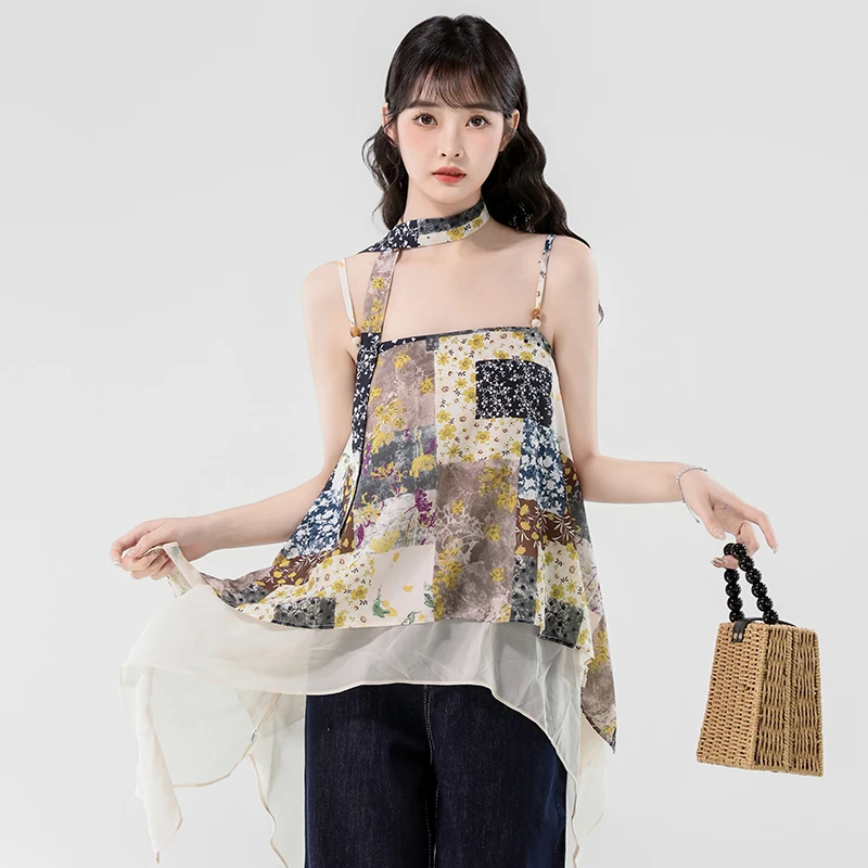 波西米亚风吊带上衣不规则设计独特别致绝美辣妹显瘦夏