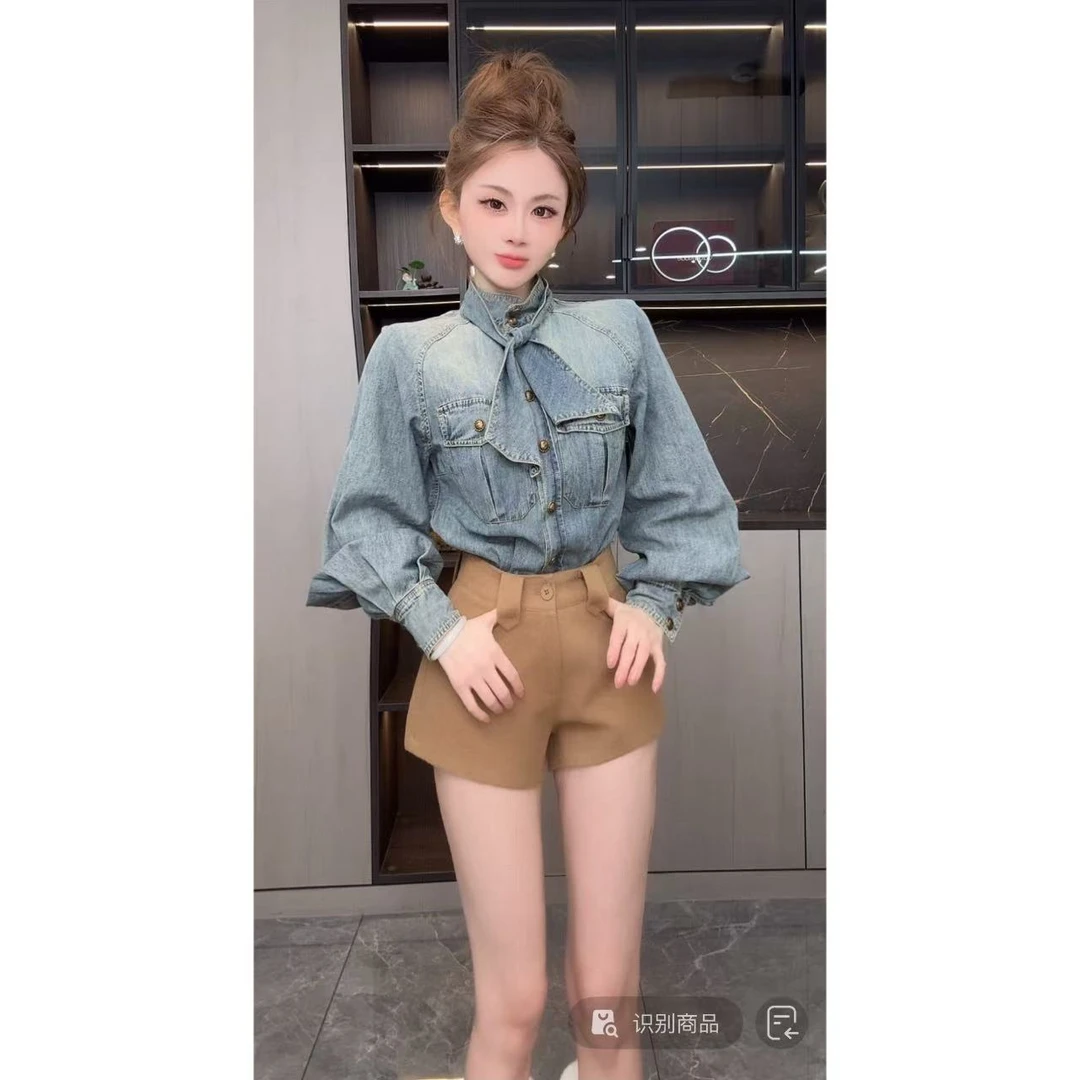 曼曼【长腿搭子】直筒毛呢休闲百搭短裤3750#