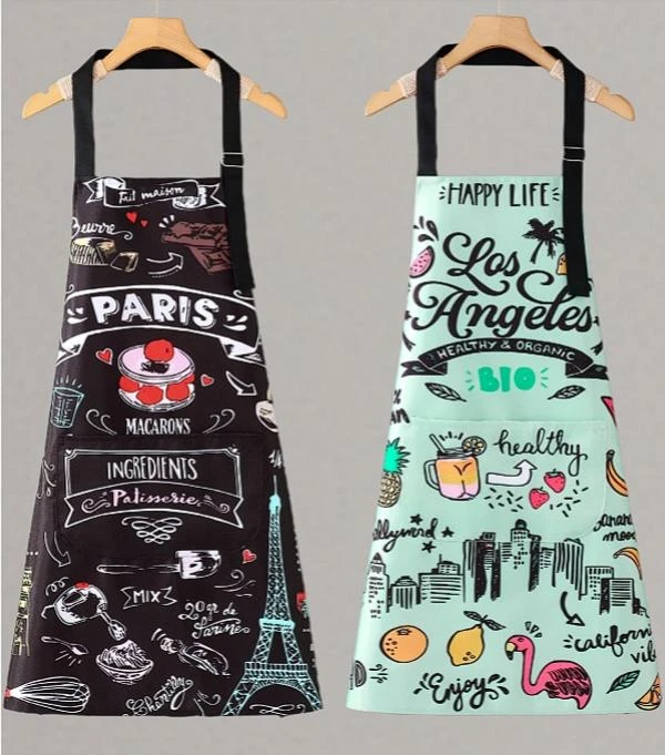 卡通围裙厨房家用时尚防泼水小猫围腰防油做饭工作服花艺餐饮挂脖