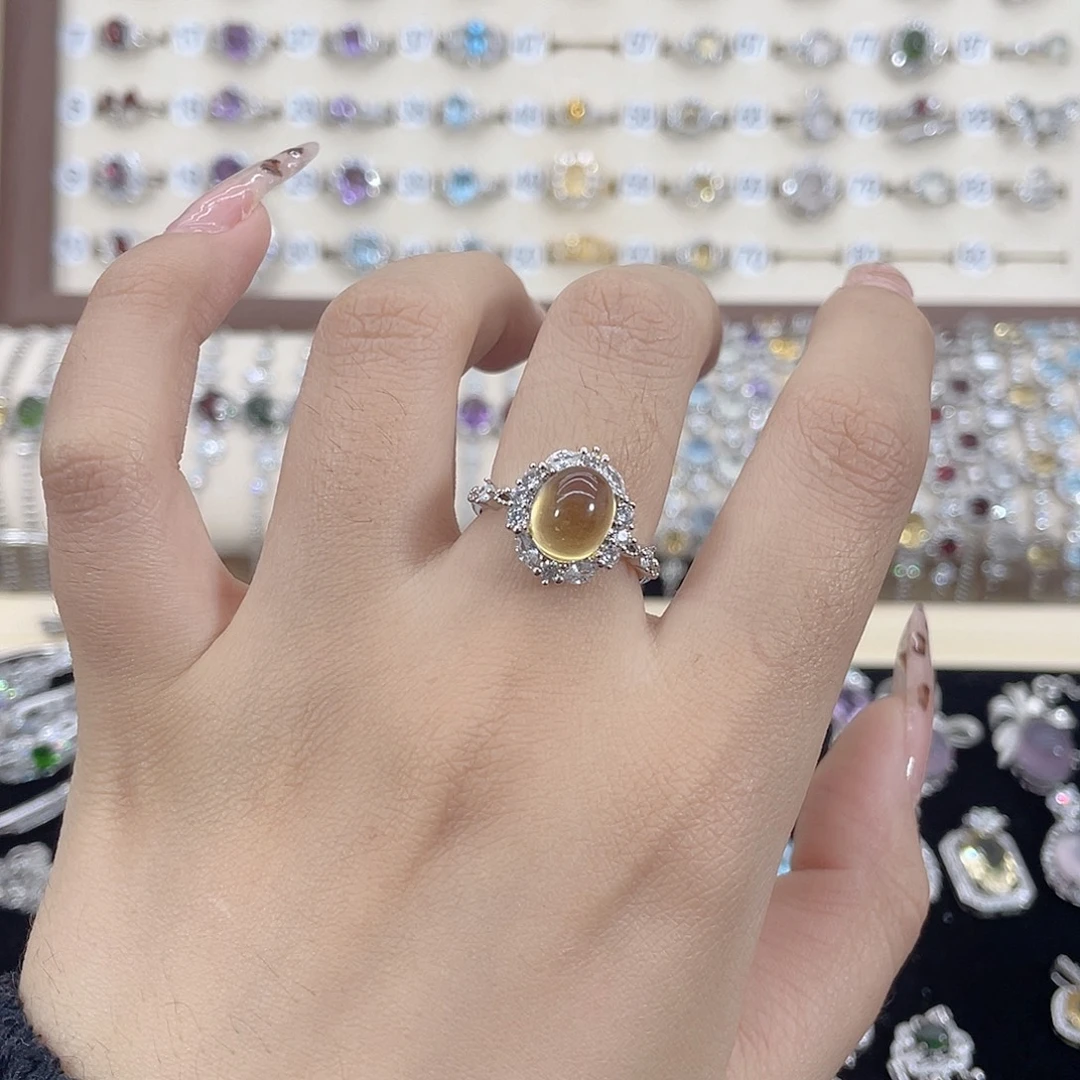啊***湫黄晶戒指银S925镶嵌