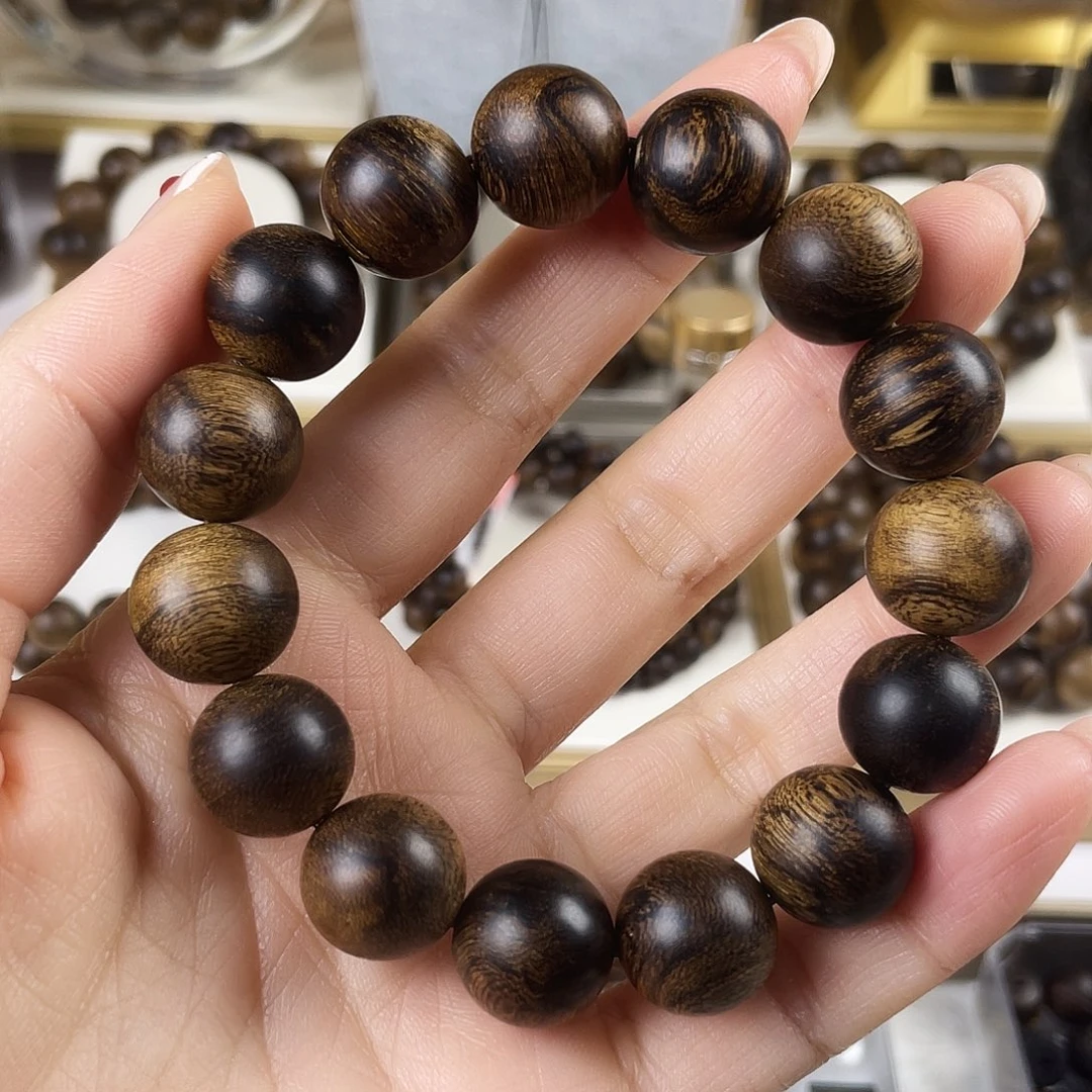 沉香手串越南芽庄老白棋窖藏古董玉化瘤疤虎斑1.4