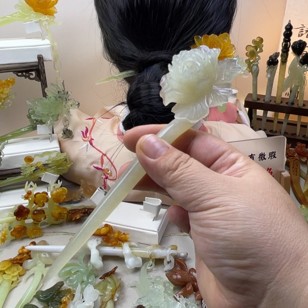 蛇纹石玉合金发饰