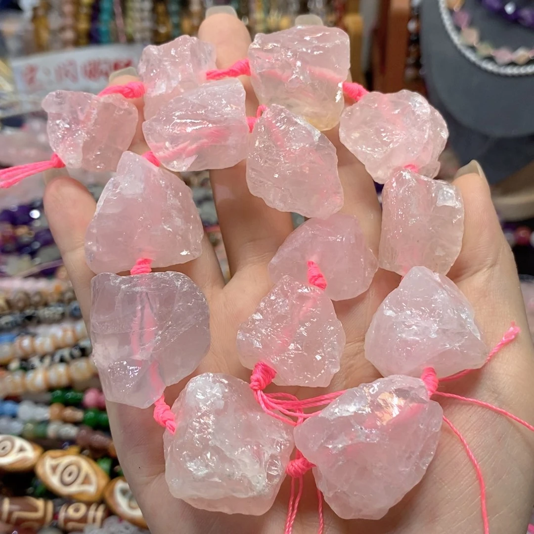玛瑙/玉髓合金珠宝半成品天然粉晶原矿一条