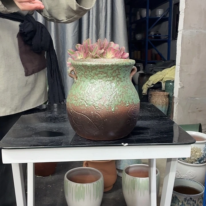 17×21 -粗陶花盆有孔-买买买