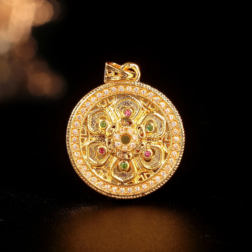 【小洁专属】通体18k金和田玉六字真言圆牌吊坠（不含链）轻奢时尚