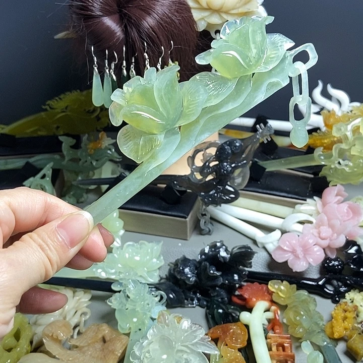 岫玉未镶嵌发簪发簪