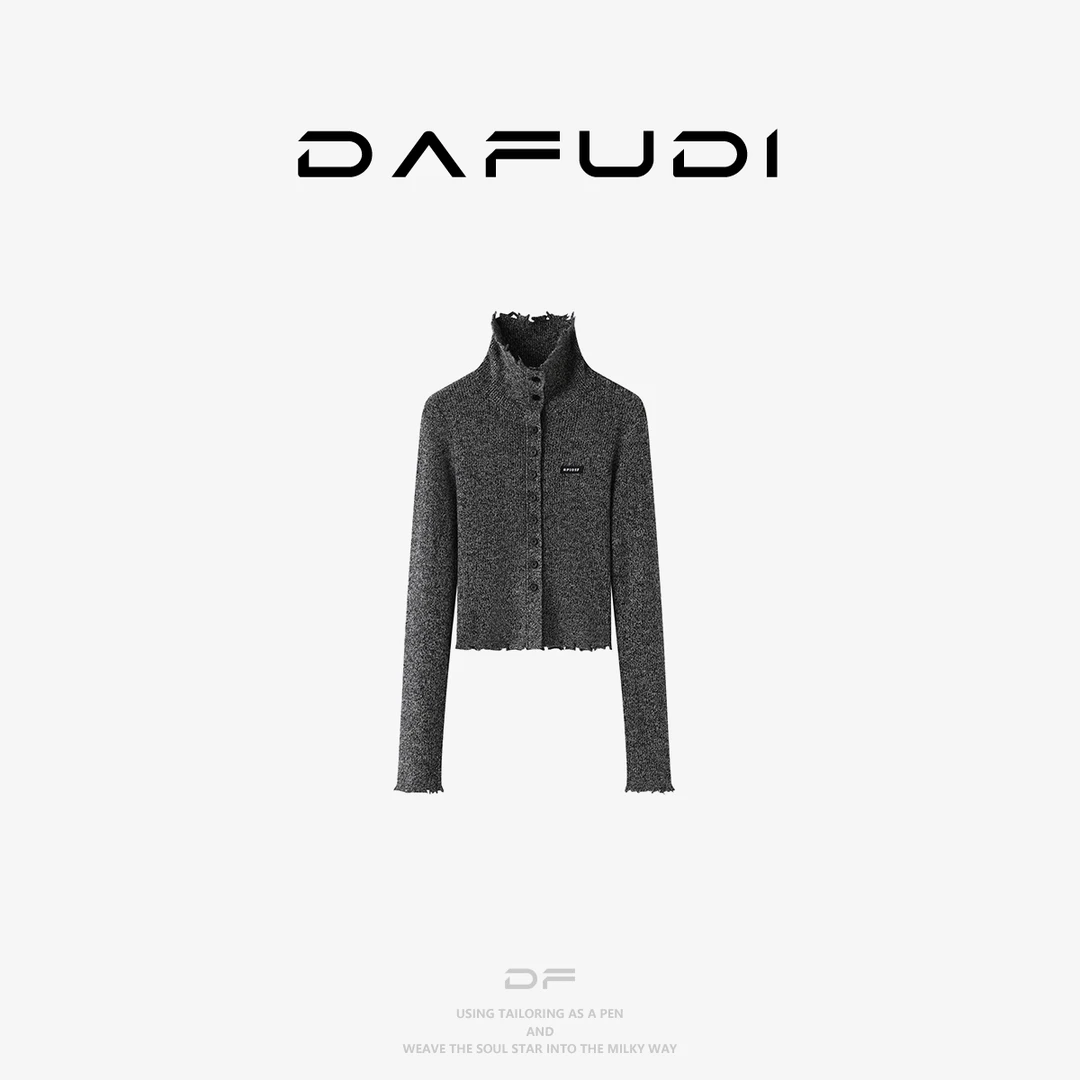 达芙笛【毛针织衫】2025秋冬新款休闲高领针织开衫毛衣外套女U7514