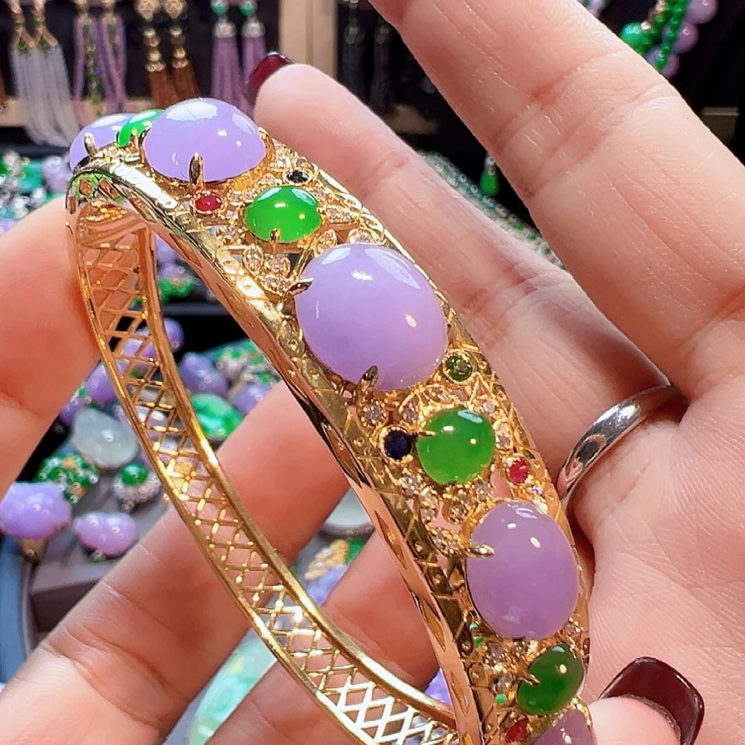 翡翠18K金镶嵌手镯签收后24小时鉴赏期