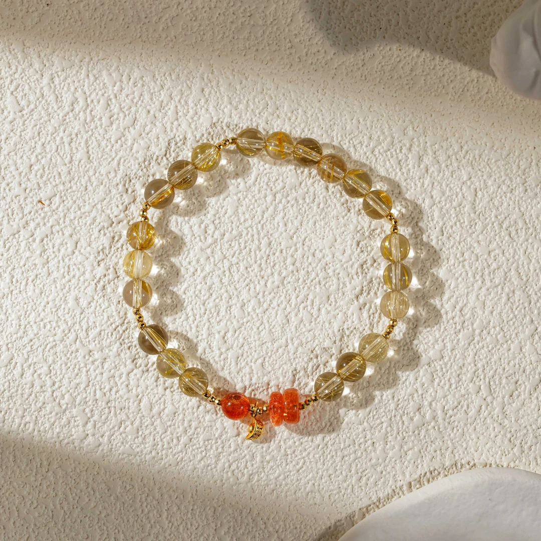 【Ding富】金钛晶水晶手串（天然珠宝多样性发其一）