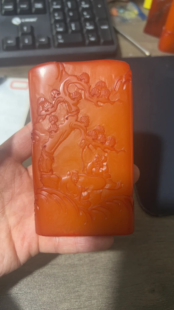 寿山石老红田随形 6*2*10