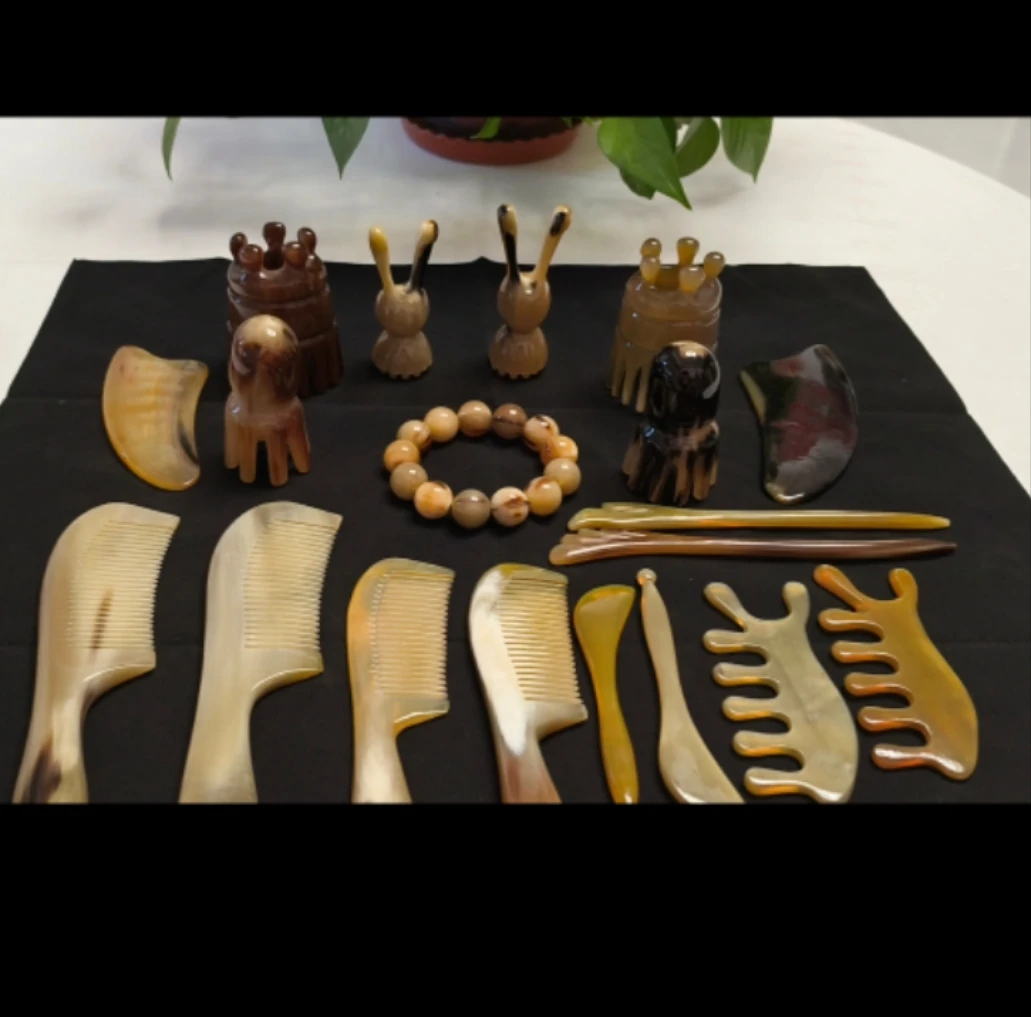 （直播间专用链接19.9--128）通用天然牛羊角宽齿按摩梳齿梳防静电