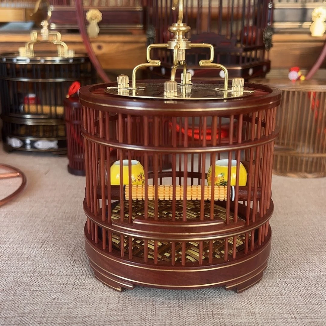 雪***鹰红檀木，太保钩镶嵌铜线款两个